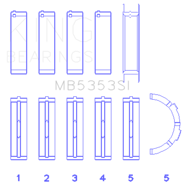King Engine Bearings Ford 281 4.6L Sohc 16V (Size +0.50mm) Main Bearing Set - MB5353SI0.5