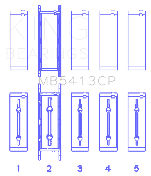 King Opel LNF / LSJ / L42/61 / Z22SE Crankshaft Main Bearing Set (Set of 5) - MB5413CP