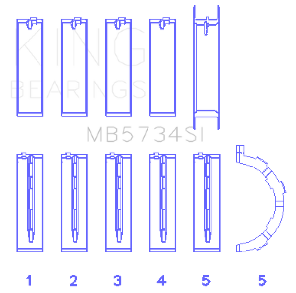 King Ford 302 Cid Coyote (Size +0.5mm) Main Bearing Set - MB5734SI0.5