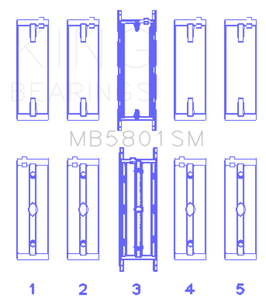 King BMW N63/S63 (Size +0.50mm) Crankshaft Main Bearing Set - MB5801SM0.5