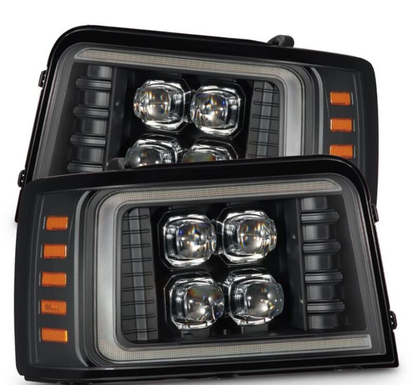 AlphaRex 92-96 Ford F-Series/Bronco NOVA-Series LED Proj Headlight Bk w/Actv Light SeqSig & SBDRL - 880299
