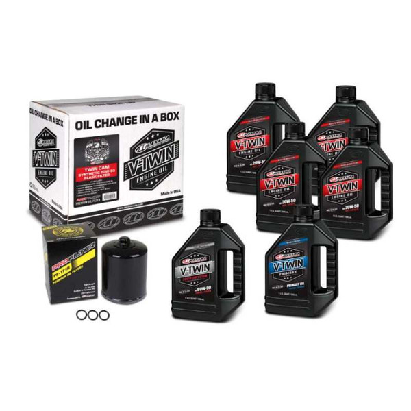 Maxima V-Twin Oil Change Kit Synthetic w/Black Filter Twin Cam - 90-119016PB