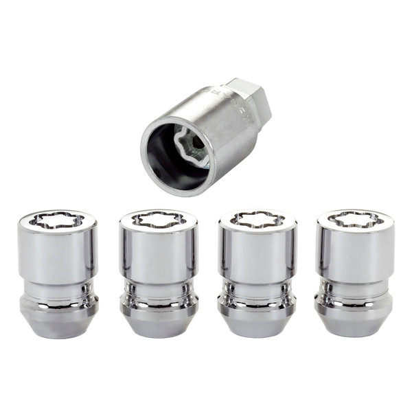 McGard Wheel Lock Nut Set - 4pk. (Cone Seat) M12X1.25 / 19mm & 21mm Dual Hex / 1.28in. L - Chrome - 24154
