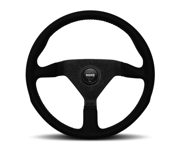 Momo Montecarlo Alcantara Steering Wheel 320 mm - Black/Black Stitch/Black Spokes - MCL32AL1B