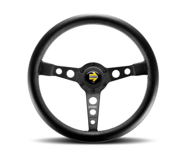 Momo Prototipo Steering Wheel 350 mm - Black Leather/Wht Stitch/Black Spokes - PRO35BK2B
