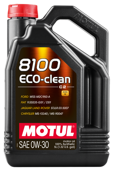 Motul 5L Synthetic Engine Oil 8100 0W30 4x5L ECO-CLEAN  ACEA C2 API SM ST.JLR 03.5007 - 102889