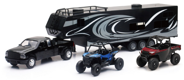 New Ray Toys Pickup Toy Hauler w/Polaris Vehicles (Blue RZR and Red Ranger) - 37046