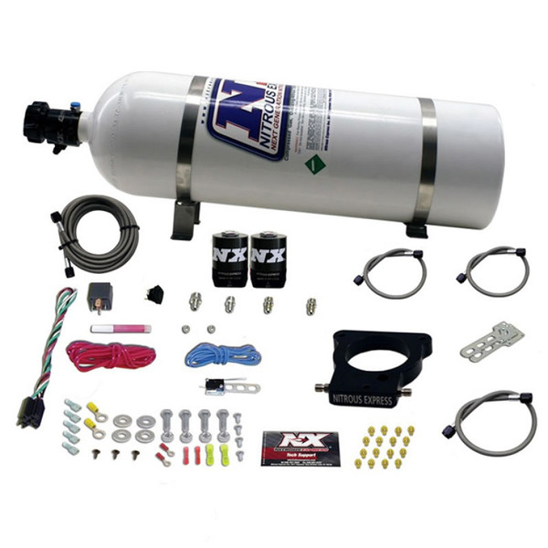 Nitrous Express GM LS 78mm 3-Bolt Nitrous Plate Kit (50-350HP) w/15lb Bottle - 20935-15