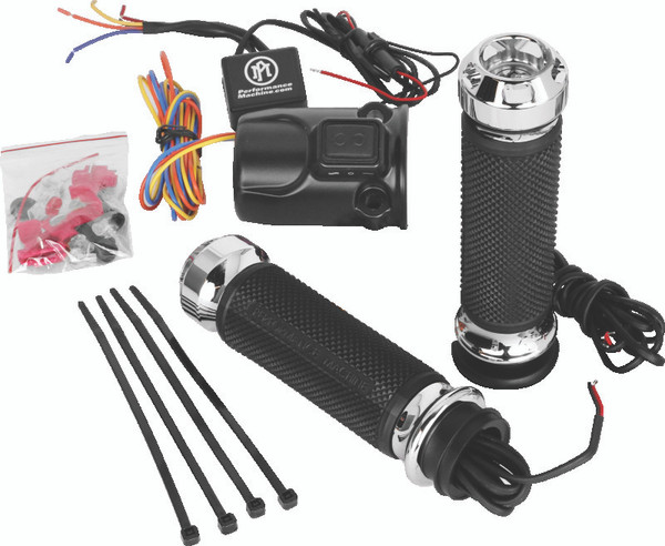 Performance Machine FLTRX TBW Heated Grips Apex - Chrome - 0063-2095-CH
