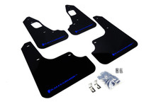 Rally Armor 08-17 Mitsubishi EVO X Black UR Mud Flap w/ Blue Logo - MF10-UR-BLK/BL