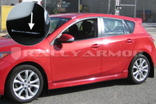 Rally Armor 10-13 Mazda3/Speed3 (Hatch/Sedan) Black UR Mud Flap w/White Logo - MF17-UR-BLK/WH