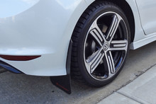 Rally Armor 15-17.5 MKVII VW Golf R Black UR Mud Flap w/White Logo - MF40-UR-BLK/WH
