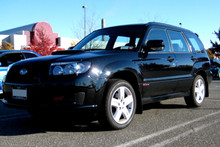 Rally Armor 03-08 Subaru Forester Basic Black Mud Flap w/ Black Logo - MF5-BAS-BLK