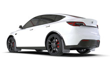 Rally Armor 20-26 Tesla Model Y, Juniper Y White UR Mud Flap w/Black Logo - MF72-UR-WH/BLK