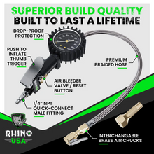 Rhino USA 100 Psi Analog Tire Inflator Gauge - RGAUGE-0100