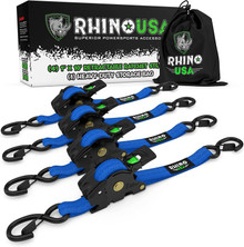 Rhino USA Retractable Ratchet Straps (4Pk 1Inx10Ft) (Blue) - TD-RSRE1X10-BLU
