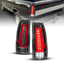 ANZO 88-99 Chevy/GMC C/K1500/2500/3500 Full LED Light Tube Taillights Black Housing Clear Lens - 311485