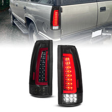 ANZO 88-99 Chevy/GMC C/K1500/2500/3500 Full LED Light Tube Taillights Black Housing Smoke Lens - 311486