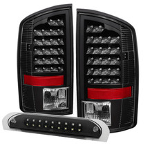 Xtune Dodge Ram 07-08 1500 LED Tail Lights w/ LED 3rd Brake Lamps- Black ALT-JH-DR07-LED-SET-BK - 9032790
