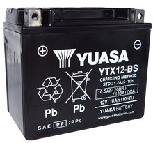Yuasa YTX12-BS Maintenance Free AGM 12-Volt Battery w/Bottle - YUAM3RH2SIND