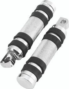 Bikers Choice Big Twin & XL Chrome Knurled Male Mount Footpegs W/Rubber Bands Pr. - 490485