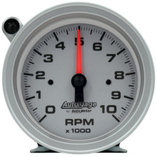 AutoMeter Tachometer Gauge 10K RPM 3 3/4in Pedestal w/Ext. Shift-Light - Silver Dial/Black Case - 233909