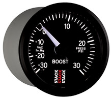Autometer 52mm Stack Instruments -30INHG to +30PSI Mechanical Boost Gauge - Black - ST3112