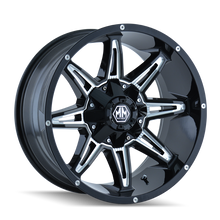 Mayhem 8090 Rampage 20x9 / 8x180 BP / 0mm Offset / 124.1mm Hub Black w/ Milled Spokes Wheel - 8090-2978M