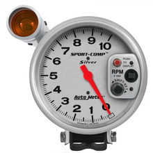 Autometer Sport-Comp 5 inch 10K RPM Shift Light Silver Tach - 3911
