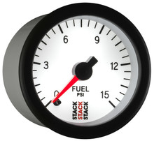 Autometer Stack 52mm 0-15 PSI 1/8in NPTF Male Pro Stepper Motor Fuel Pressure Gauge - White - ST3354