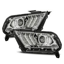 AlphaRex 10-12 Ford Mustang PRO-Series Projector Headlights Plank Style Chrome w/Top/Bottom DRL - 880111