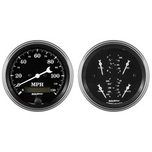 Auto Meter Gauge Kit 2 pc. Quad & Speedometer 3 3/8in Old Tyme Black - 1700
