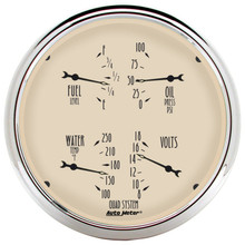 Autometer 5 inch Antique Beige 2 Piece Gauge Kit - Quad & Speedometer - 1803