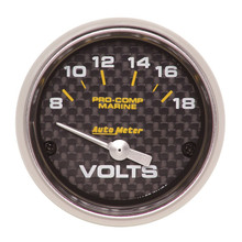 Autometer Marine Carbon Fiber 2-1/16in 18V Electric Voltmeter Gauge - 200756-40