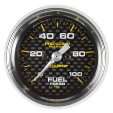 Autometer Marine Carbon Fiber 2-1/16in 100 PSI Digital Stepper Motor Fuel Pressure Gauge - 200850-40