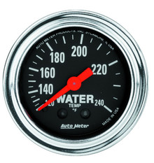 AutoMeter Gauge Water Temp 2-1/16in. 120-240 Deg. F Mechanical 12ft. Traditional Chrome - 2433