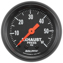 Autometer Z Series 52mm 0-60 PSI Mechanical Exhaust Gas Pressure Gauge - 2611