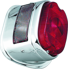 Bikers Choice 56-72 Big Twin & XL Chrome Taillight W/Red Lens & Top License Light Repl H-D 68010-64B - 492757