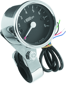 Bikers Choice Big Twin & XL Electronic Mini Tachometer 8000 RPM Black Face 2 1/2 Inch - 493374