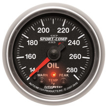Autometer Sport-Comp II 52.4mm 140-280 Deg F Oil Temperature Peak & Warn w/ Electronic Control Gauge - 3640