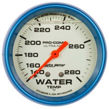 AutoMeter Gauge Wtemp 2-5/8in. 140-280 Deg. F Liq Filld Mech 4ft. Glow In Dark Ultra-Nite - 4235