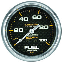 Autometer Carbon Fiber 66.7mm 0-15 PSI W/O ISO Fuel Pressure Gauge - 4811