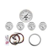 Autometer Old Tyme White 5 Piece Kit (MPH/FUEL/OILP/WTMP/BAT) 59-60 Chevy Car Direct-Fit Dash Kit - 7034-OTW