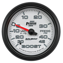Autometer Phantom II 2-5/8in 30INHG-45PSI Phantom Mechanical Boost/Vacuum Gauge - 7808