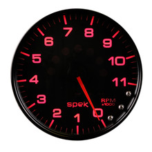 Autometer Spek-Pro Gauge Tachometer 5in 11K Rpm W/Shift Light & Peak Mem Black/Black - P23932