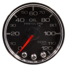 Autometer Spek-Pro Gauge Oil Press 2 1/16in 120psi Stepper Motor W/Peak & Warn Blk/Chrm - P32531