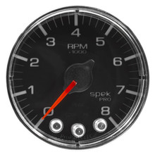 Autometer Spek-Pro Gauge Tach 2 1/16in 8K Rpm W/ Shift Light & Peak Mem Blk/Chrm - P334318