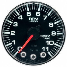 Autometer Spek-Pro Gauge Tach 2 1/16in 11K Rpm W/ Shift Light & Peak Mem Blk/Chrm - P336318