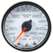 Autometer Spek-Pro Gauge Trans Temp 2 1/16in 300f Stepper Motor W/Peak & Warn Wht/Blk - P34212