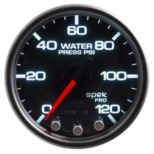 Autometer Spek-Pro Gauge Water Press 2 1/16in 120psi Stepper Motor W/Peak & Warn Blk/Smoke/Blk - P34552